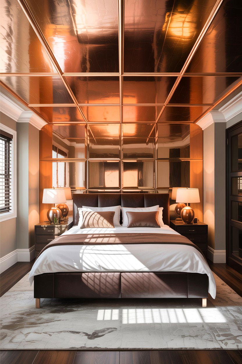 Metallic ceiling finish - 30 bedroom false ceiling designs