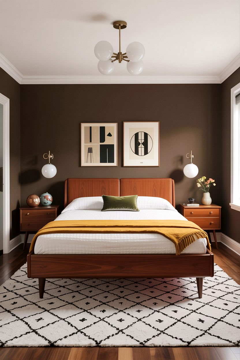 Mid Century Brown Bedroom - 30 warm brown bedroom ideas