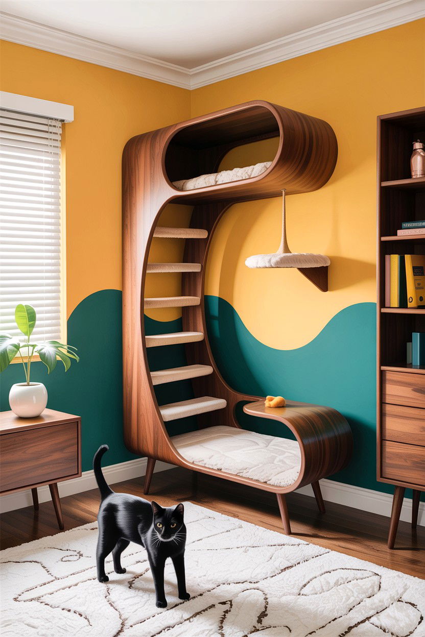 Mid Century Cat Room - 30 cat bedroom ideas