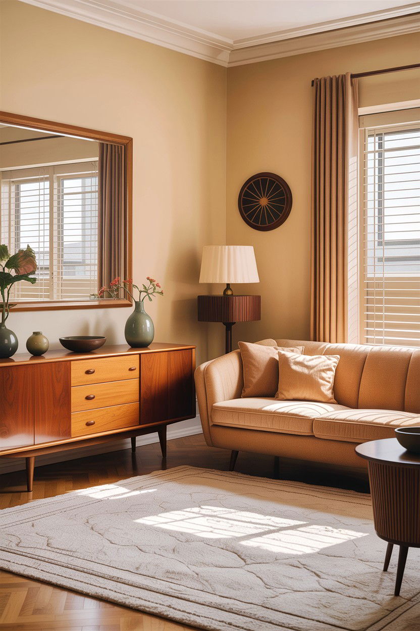 Mid Century Modern Beige Living Room - 30 all beige living room ideas