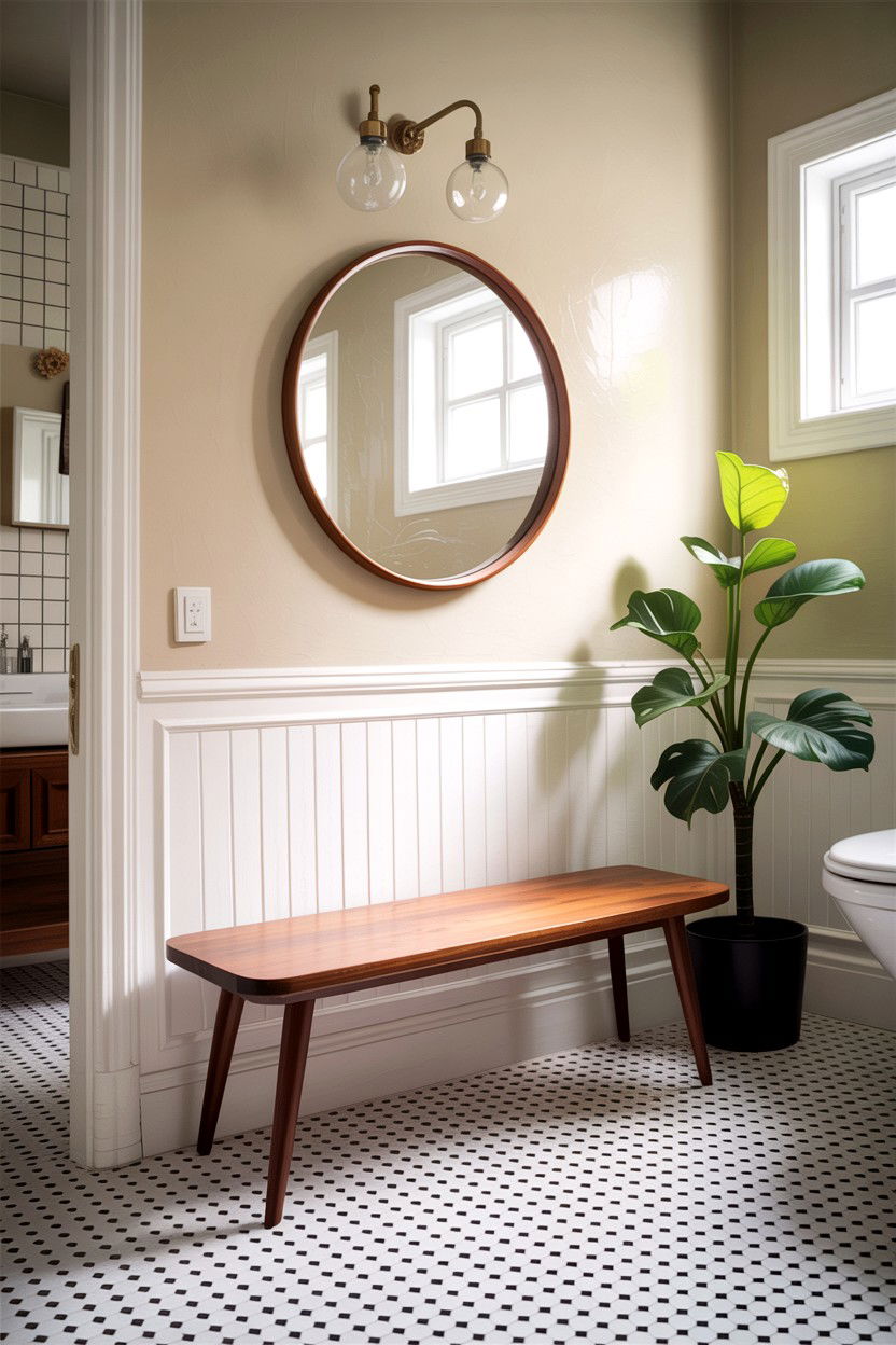 Mid Century Modern Bench - 30 bathroom bench ideas