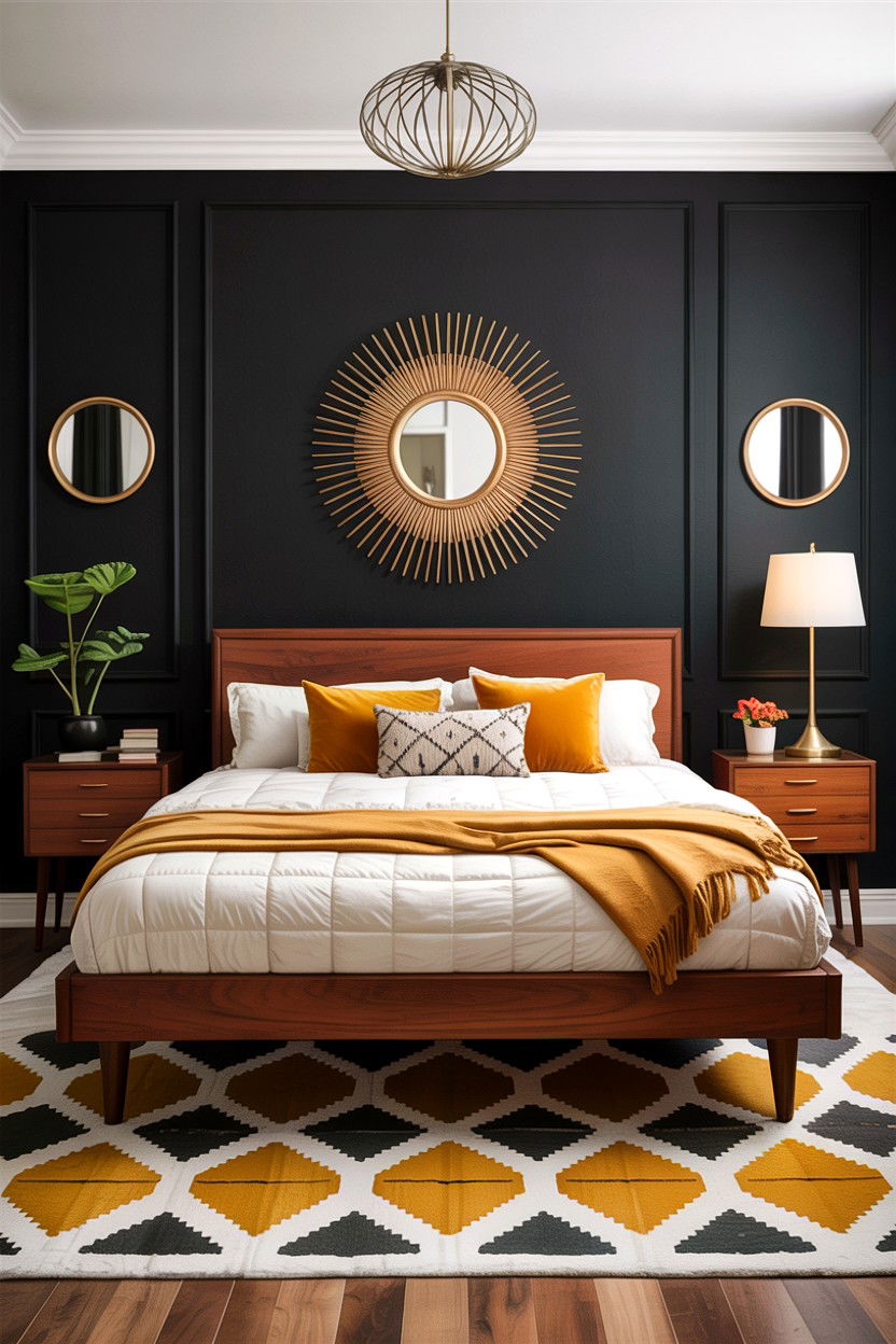 Mid Century Modern Black Bedroom - 30 bedroom black walls