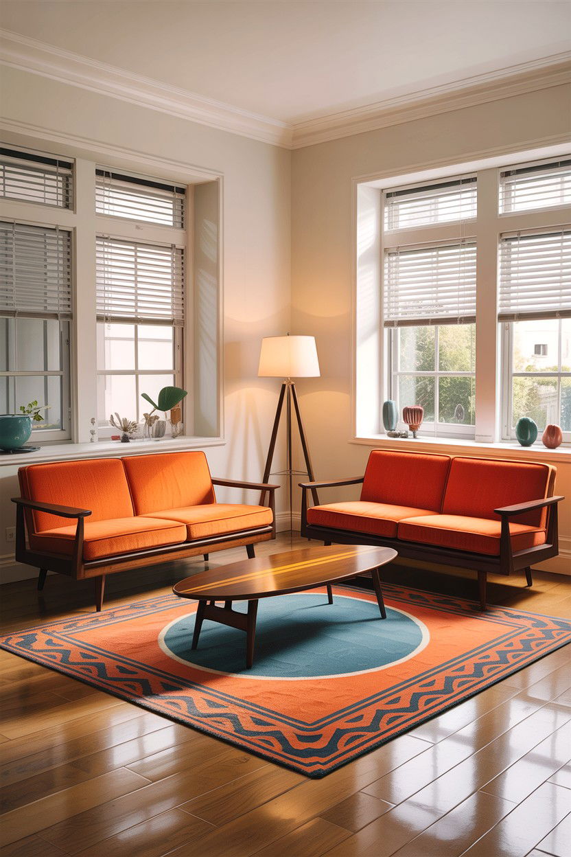 Mid Century Modern Double Sofas - 30 living room facing sofas ideas