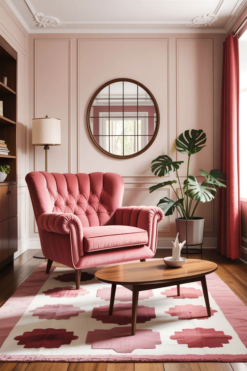 Mid Century Modern Dusty Rose - 30 dusty rose living room ideas