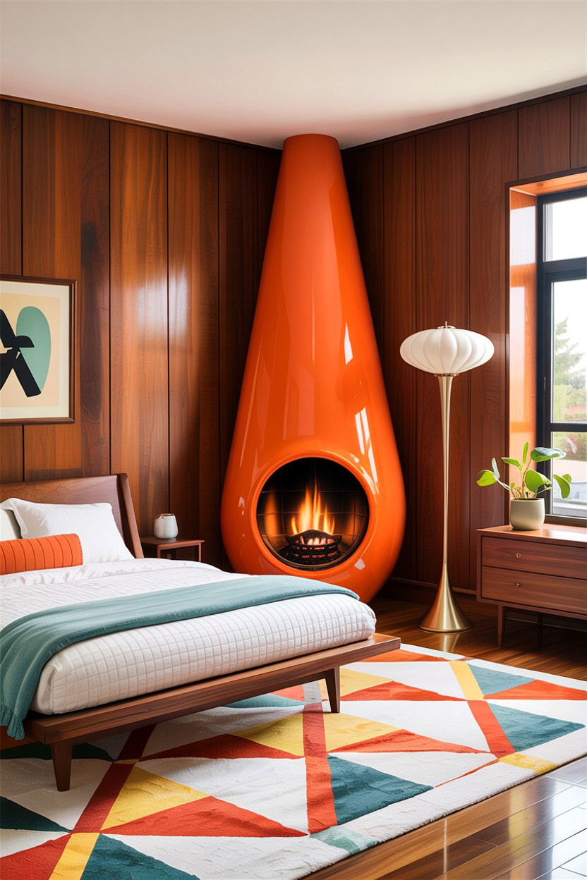 Mid Century Modern Fireplace - 30 bedroom with fireplace ideas