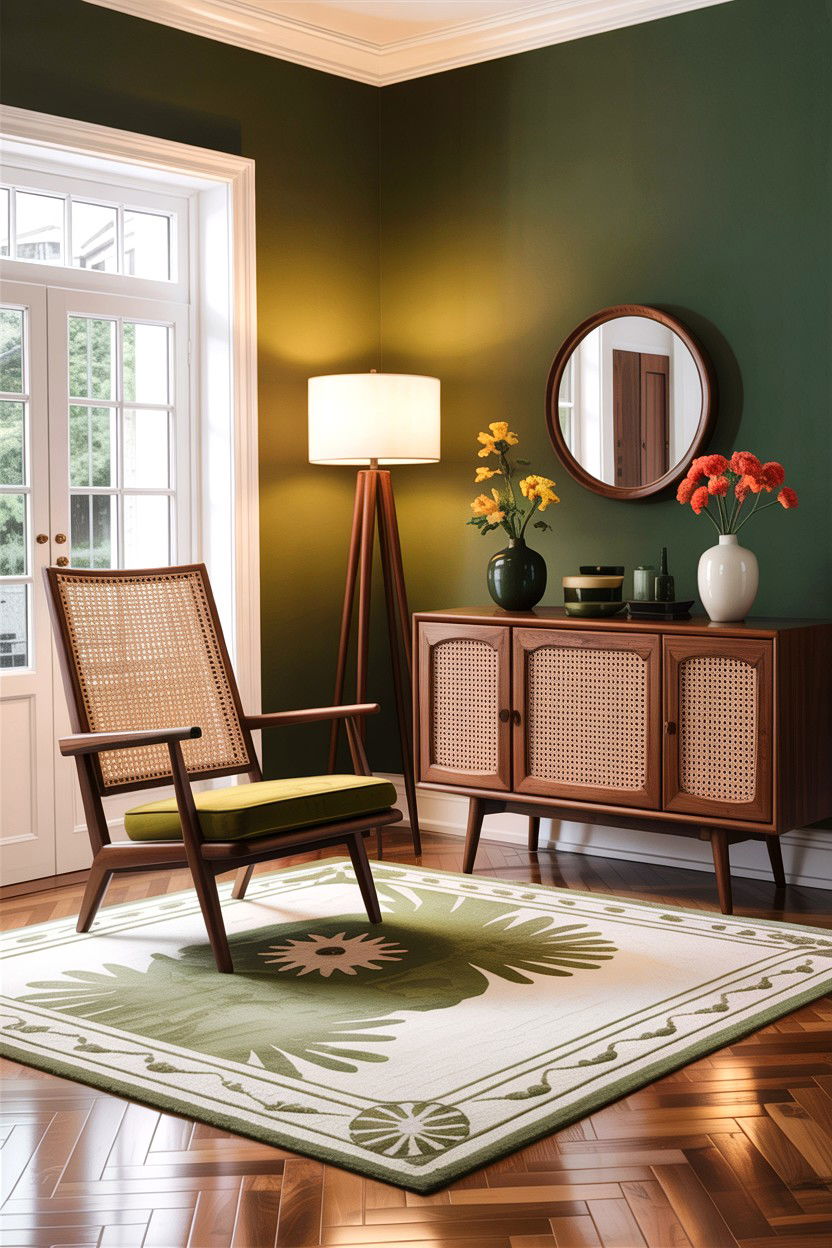 Mid Century Modern Living Room Cane Seating - 30 handwoven living room ideas