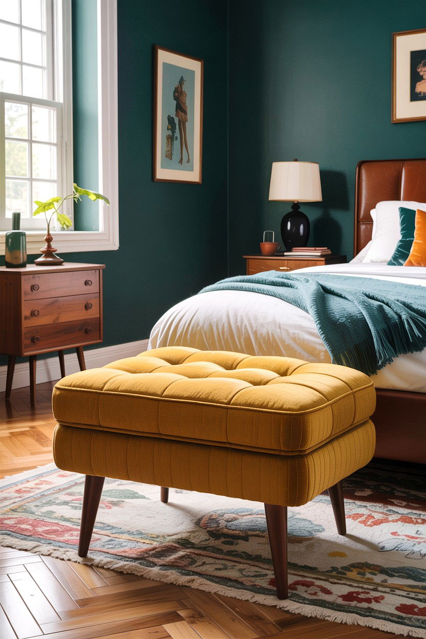 Mid Century Modern Ottoman - 30 bedroom ottomans