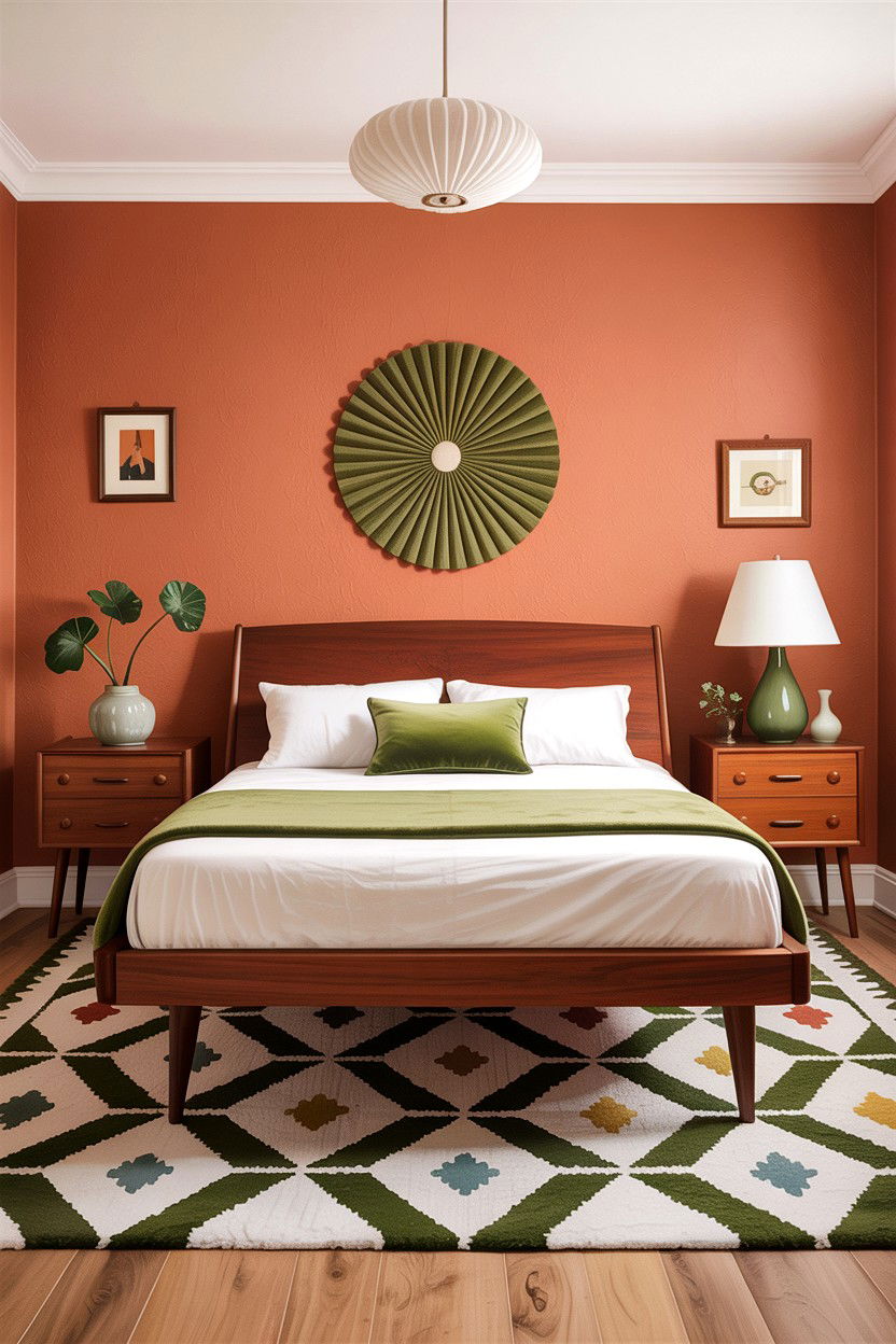 Mid Century Modern Terracotta Bedroom - 30 bedroom terracotta walls