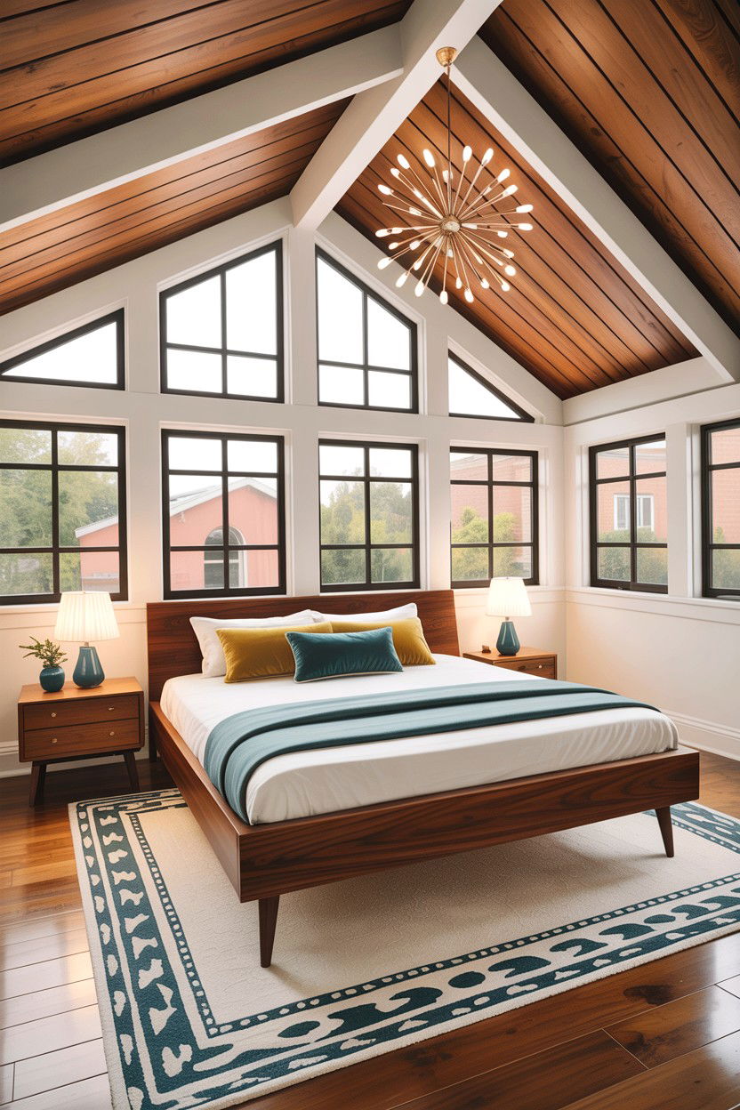 Mid Century Modern Vaulted Ceiling - 30 bedroom vaulted ceiling ideas