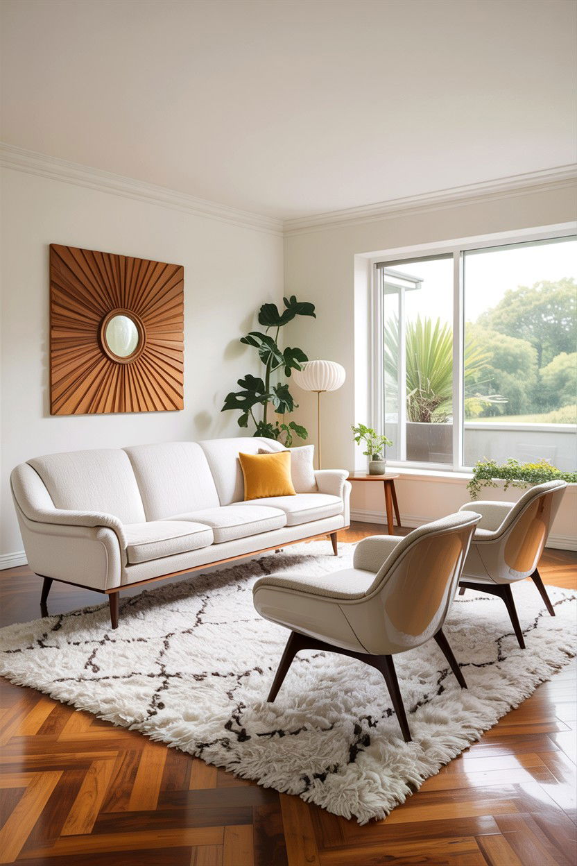 Mid Century Modern White Living Room - 30 all white living room ideas