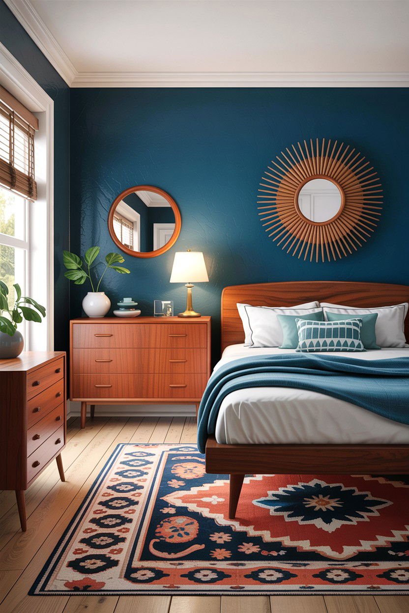 Mid Century Scandinavian Blue Bedroom - 30 scandinavian blue bedroom ideas