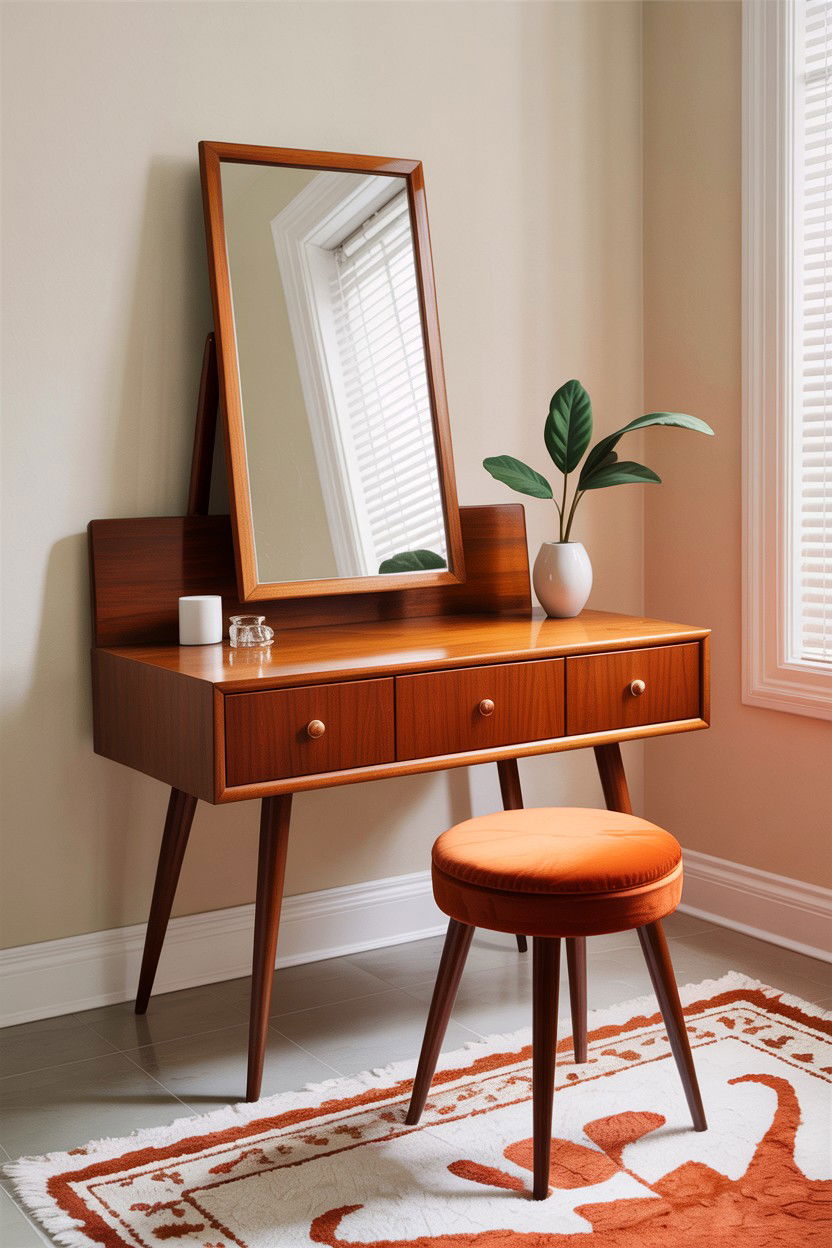 Mid Century Vanity - 30 bedroom corner vanity ideas