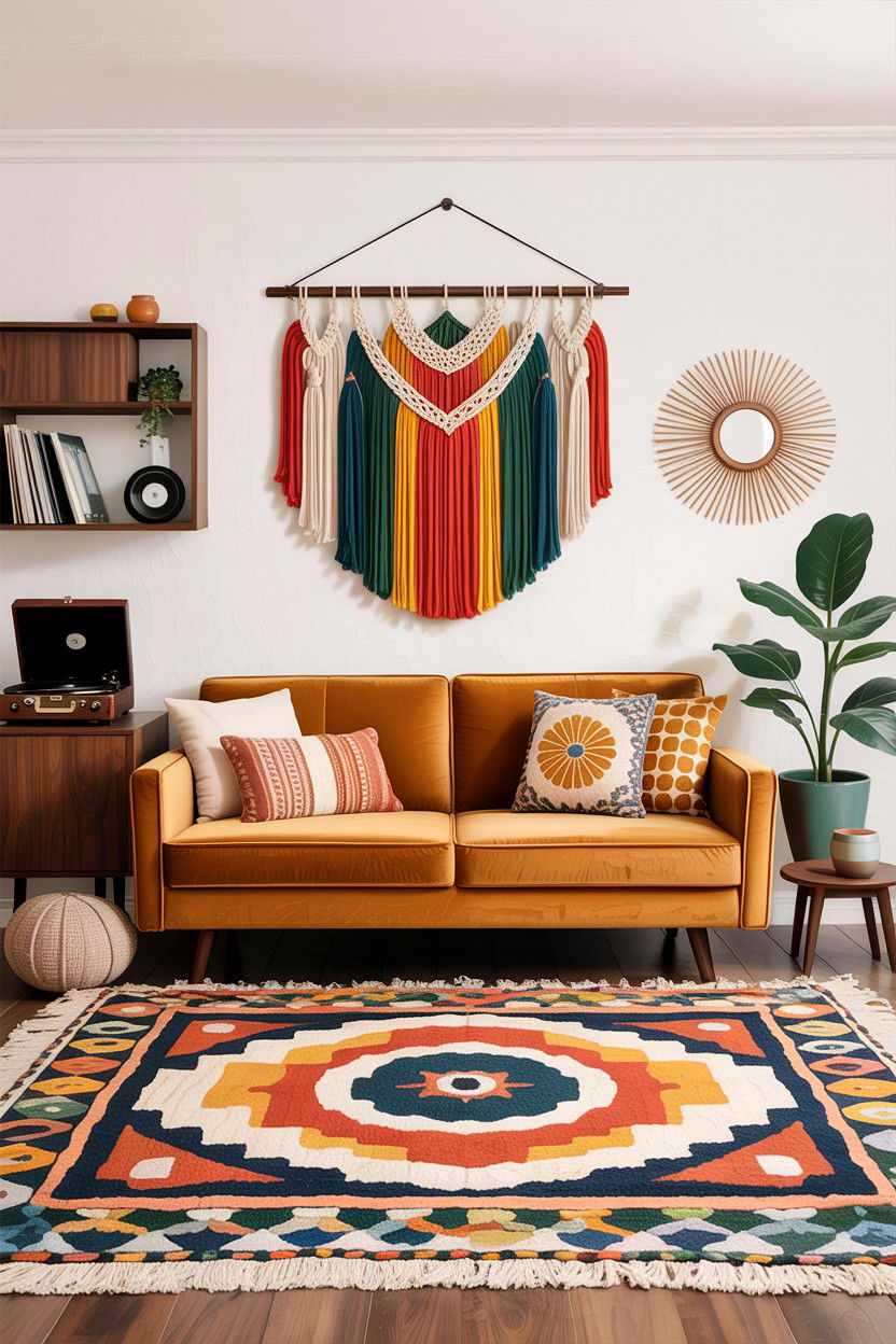 Mid century boho living room - 30 bohemian living room ideas