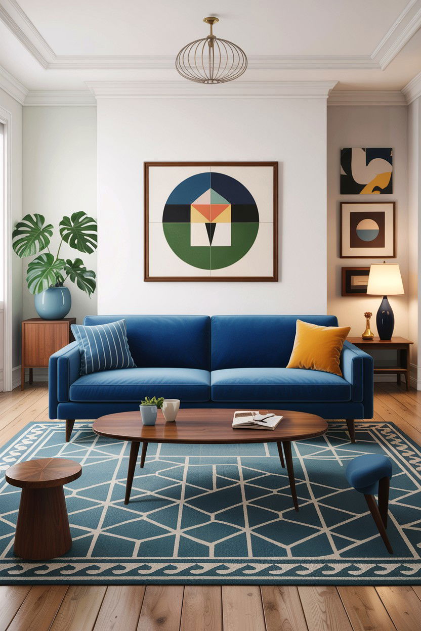 Mid century indigo - 30 indigo living room ideas