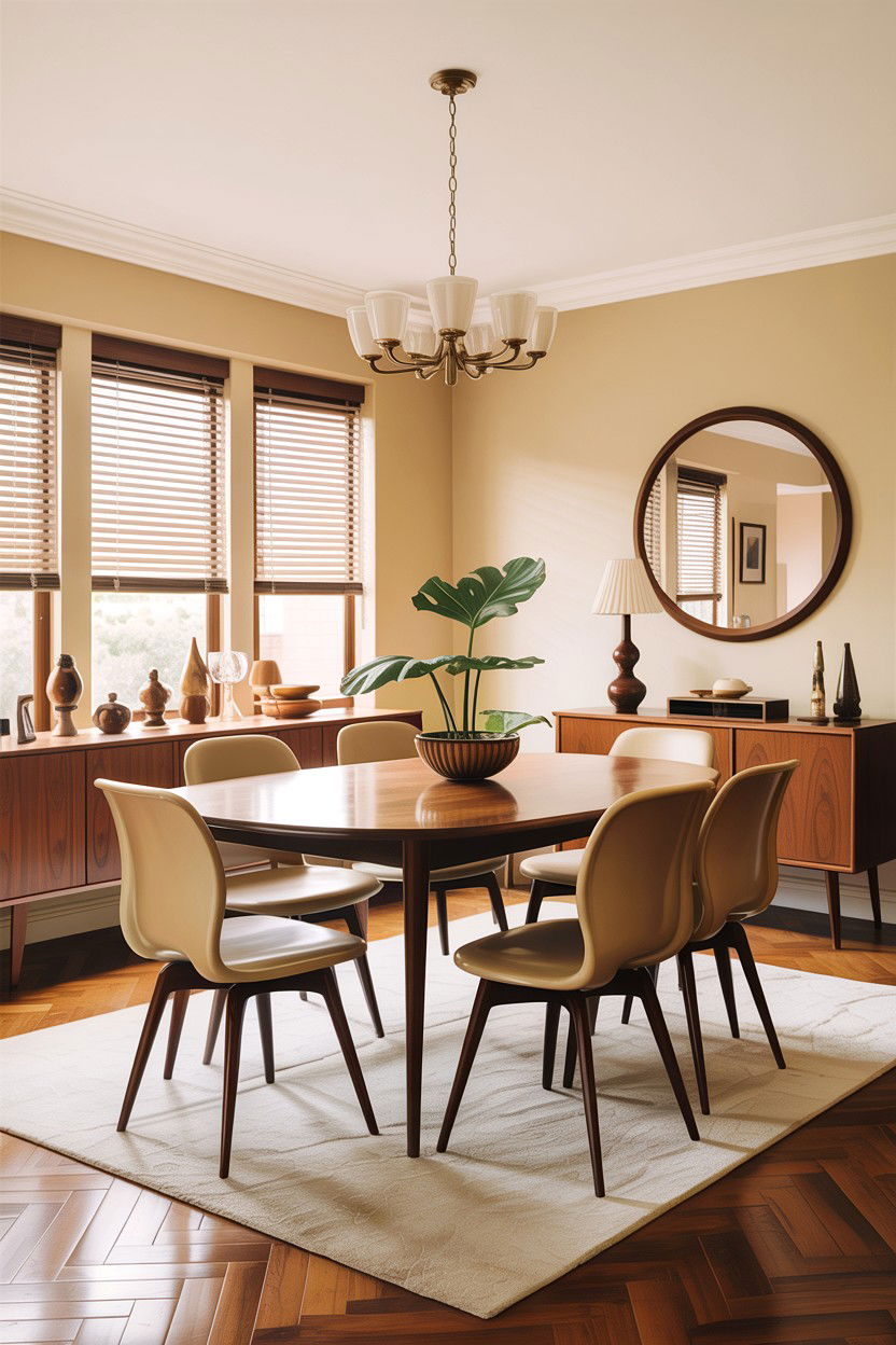 Mid century modern beige dining room - 30 warm beige dining room ideas