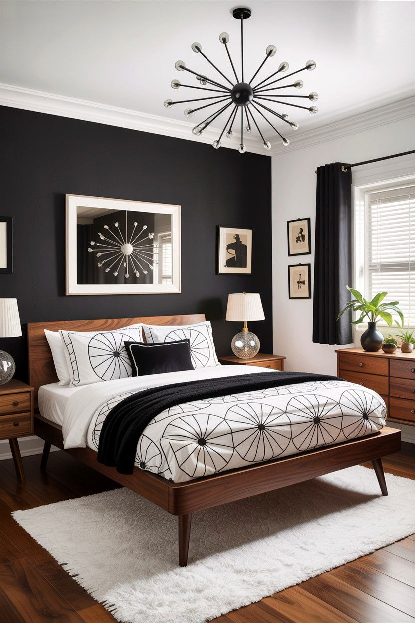 Mid century modern black and white bedroom - 30 black and white bedroom ideas