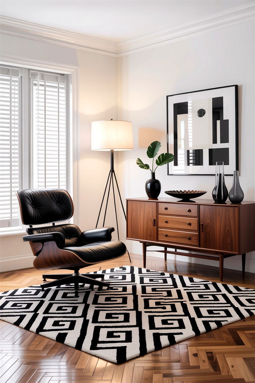 Mid century modern black and white living room - 30 black and white living room ideas