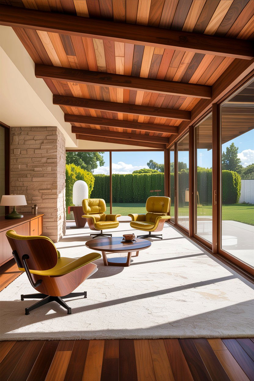 Mid century modern ceiling - 30 living room exposed rafter ideas