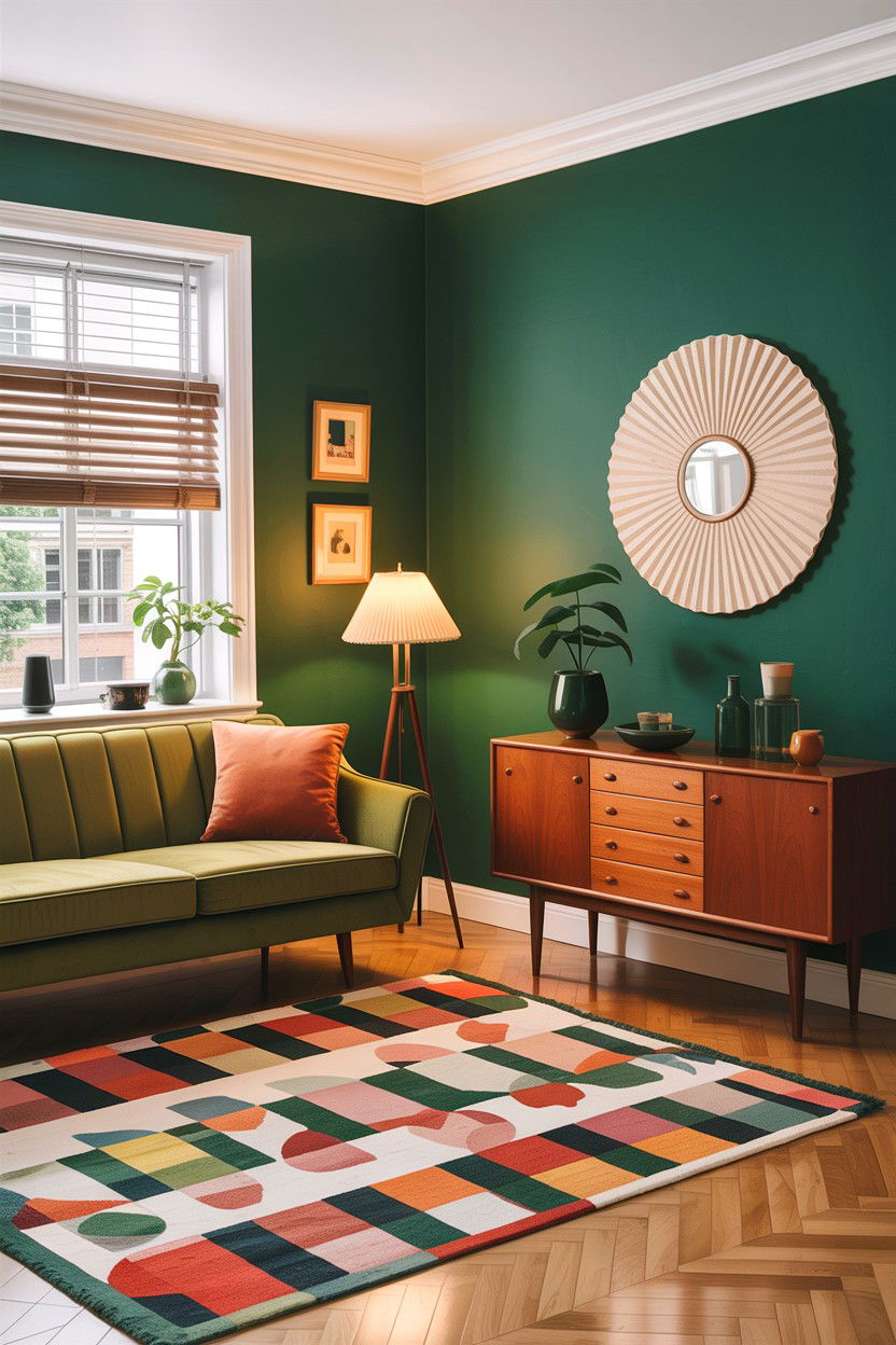 Mid century modern forest green - 30 forest green living room ideas