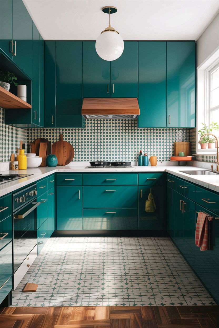 Mid century modern teal kitchen - 30 teal kitchen design ideas