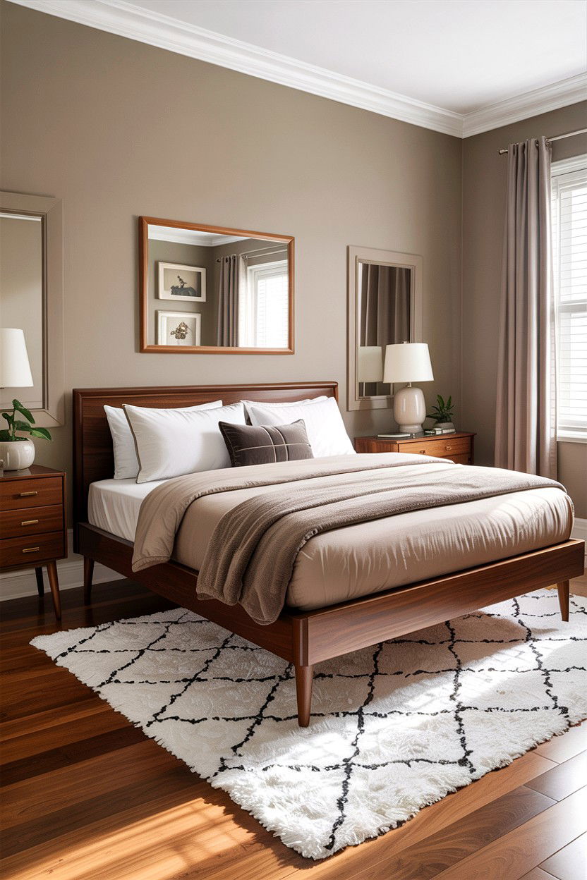 Mid century taupe bedroom - 30 taupe and white bedroom ideas