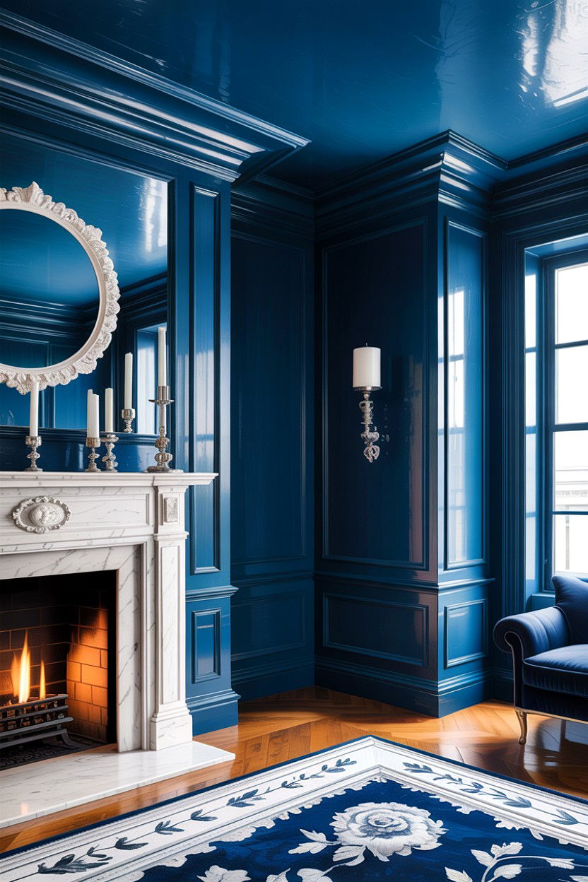 Midnight blue ceiling - 30 living room dark ceiling ideas