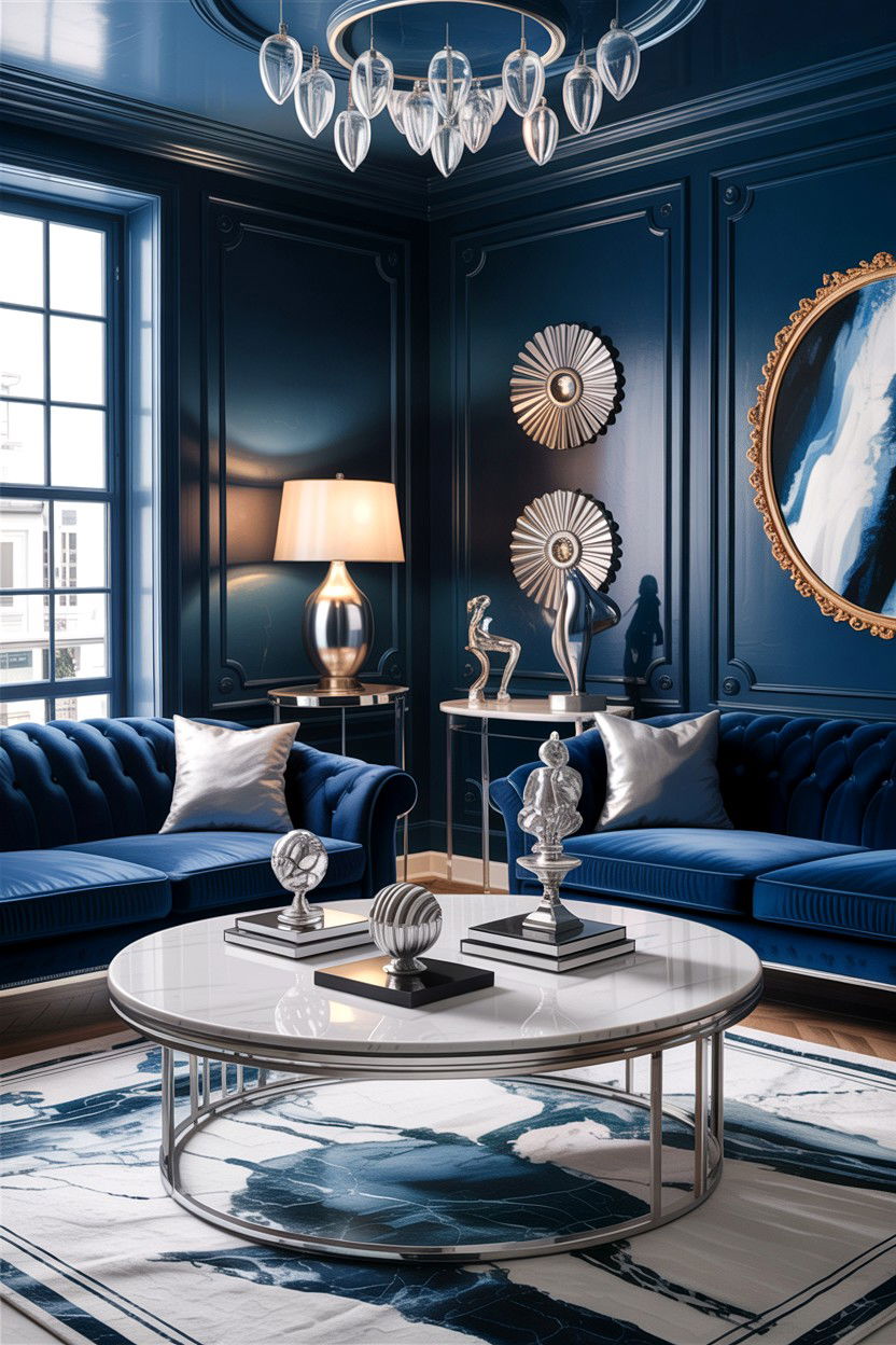 Midnight blue living room - 30 dark living room ideas
