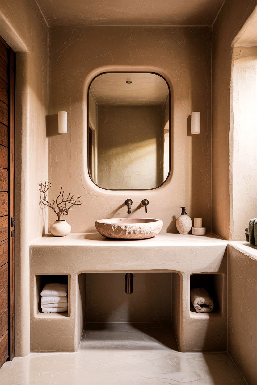 Minimalist Adobe Bathroom - 30 desert bathroom ideas
