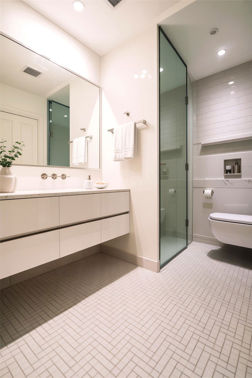 Minimalist Basketweave Bathroom Floor - 30 basketweave tile bathroom ideas