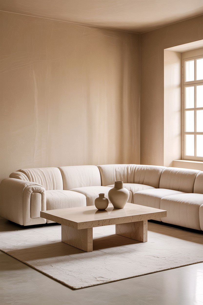 Minimalist Beige Living Room - 30 all beige living room ideas