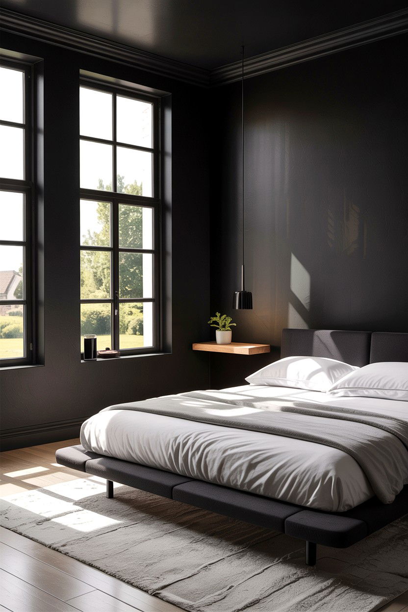 Minimalist Black Bedroom - 30 bedroom black walls
