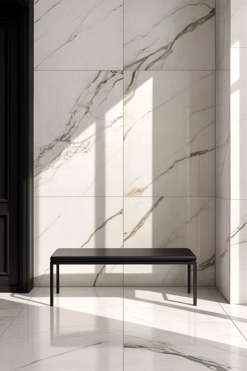 Minimalist Black Bench - 30 bathroom bench ideas