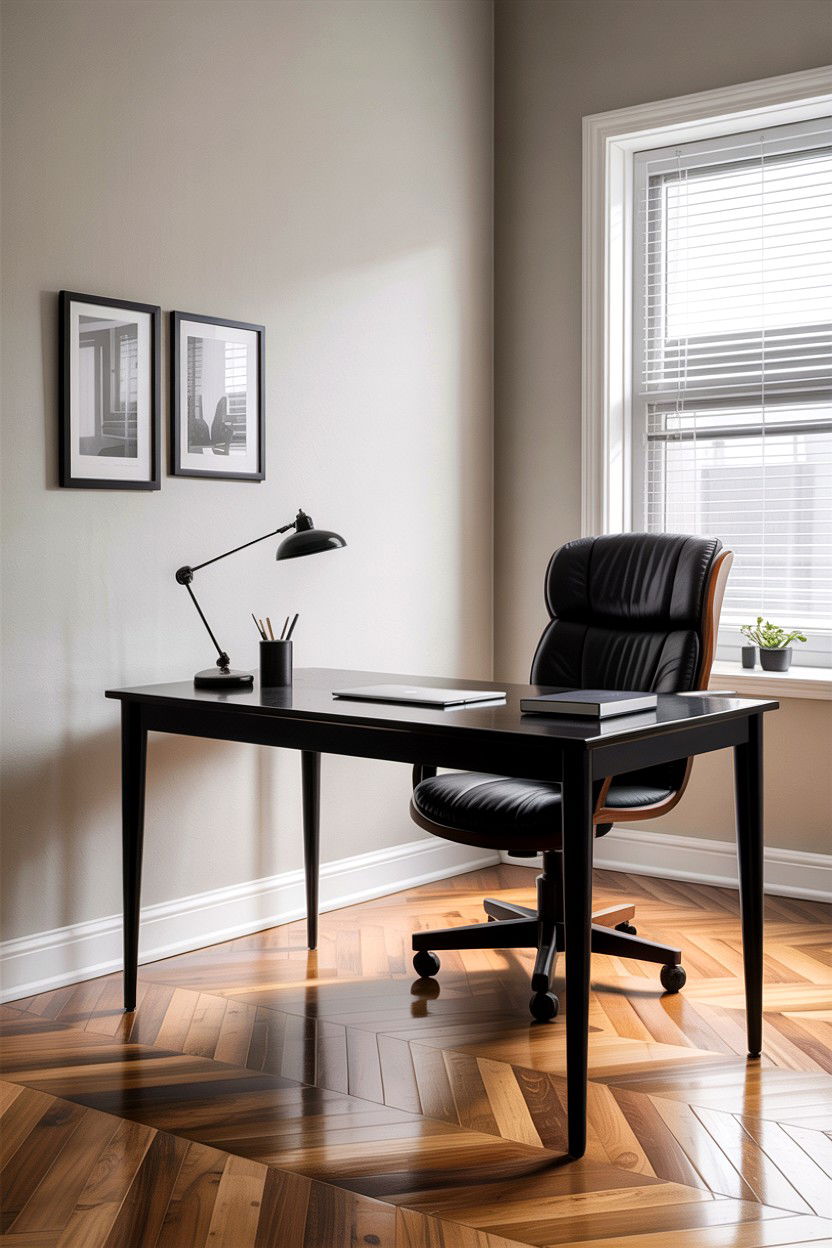 Minimalist Black Desk - 30 bedroom black furniture ideas