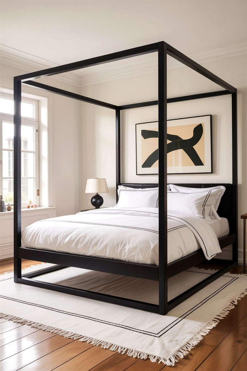 Minimalist Black Square Frame Bed - 30 canopy bed ideas