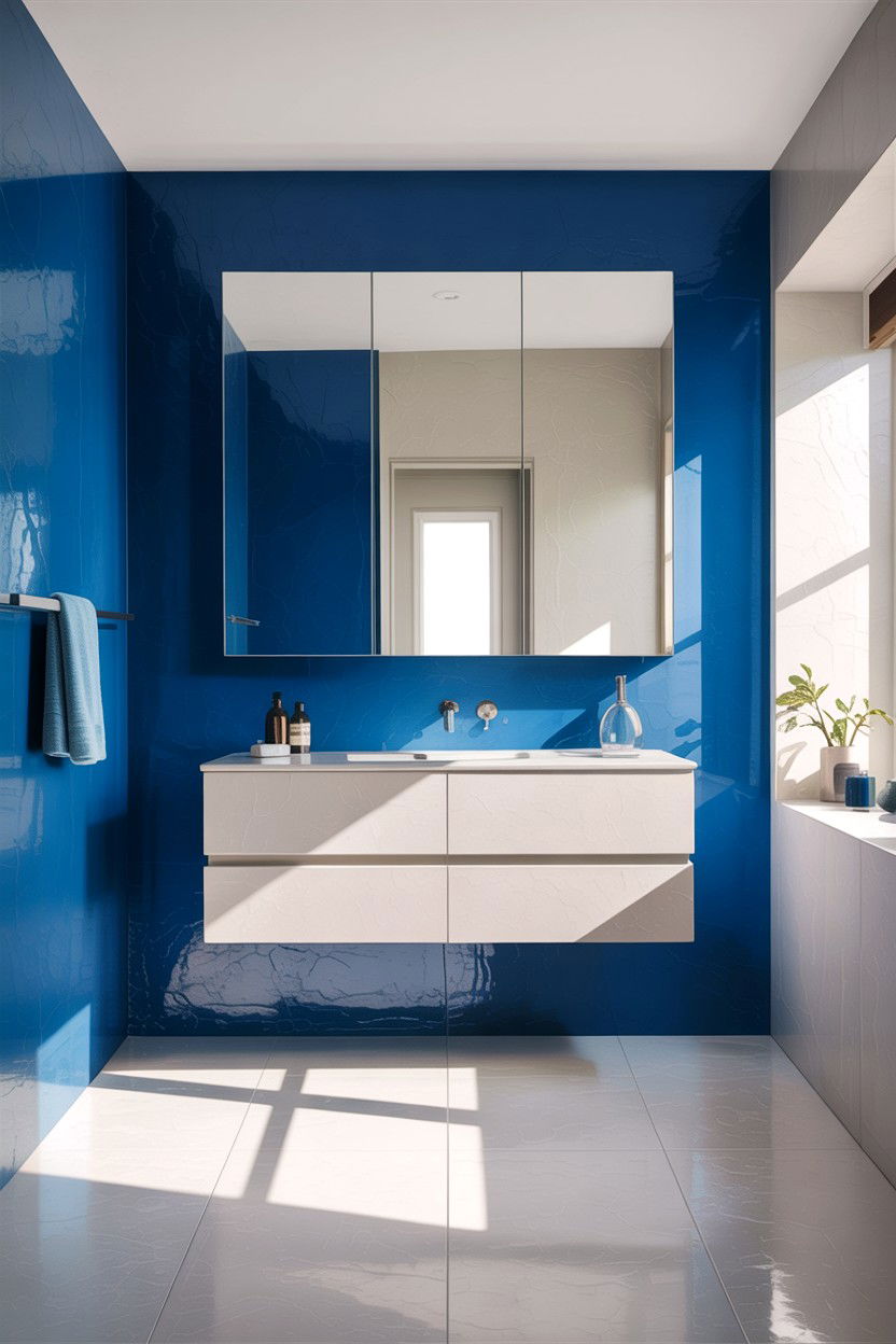Minimalist Blue Bathroom - 30 cobalt blue bathroom ideas