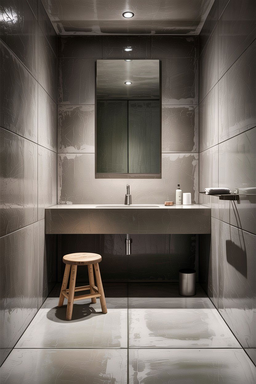 Minimalist Concrete Bathroom - 30 cool neutral bathroom ideas