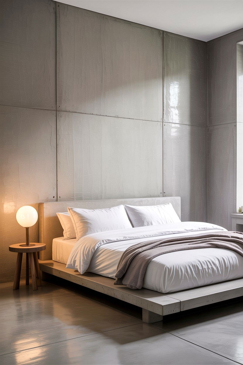 Minimalist Concrete Bedroom - 30 concrete wall bedroom ideas
