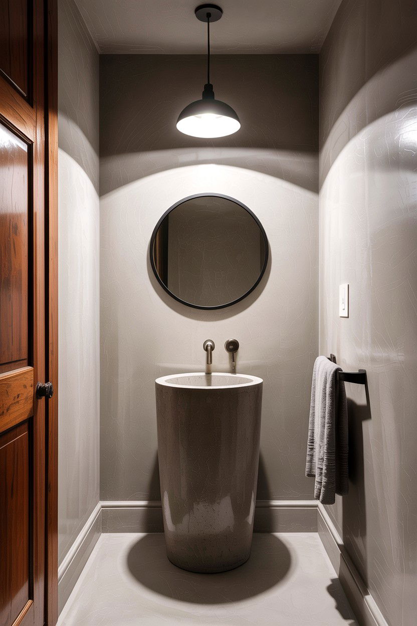 Minimalist Concrete Powder Room - 30 concrete bathroom ideas
