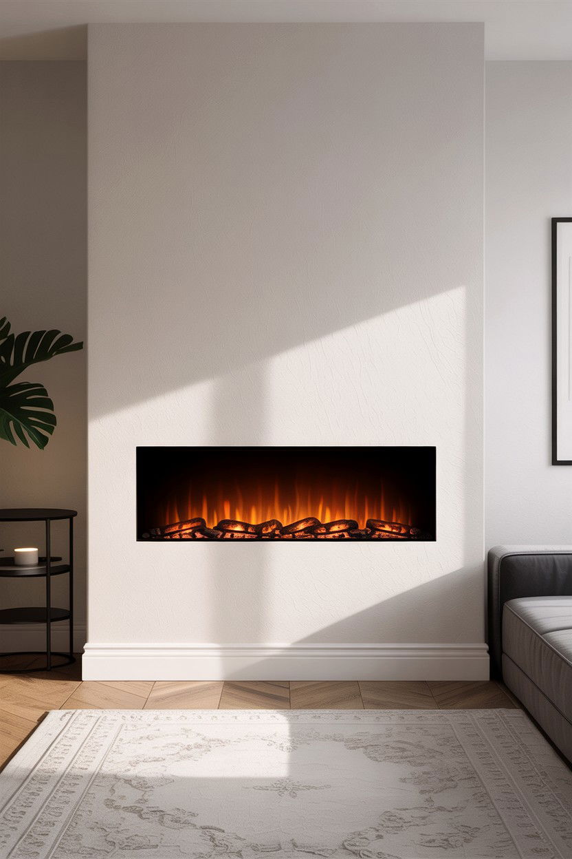 Minimalist Electric Fireplace - 30 living room fireplace surround ideas
