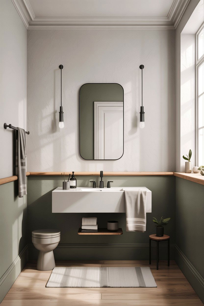 Minimalist Flat Bar Rail - 30 bathroom chair rail ideas