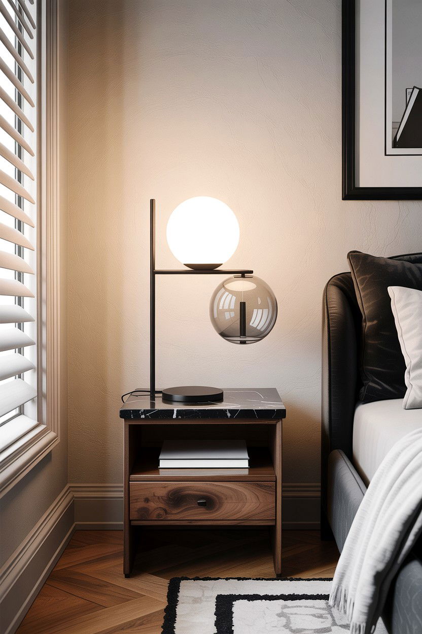 Minimalist Glass Globe Lamp - 30 bedroom bedside lamps