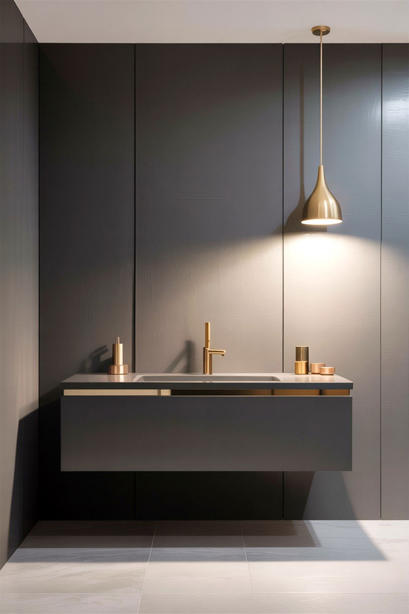 Minimalist Gray Bathroom Gold Accents - 30 gray and gold bathroom ideas