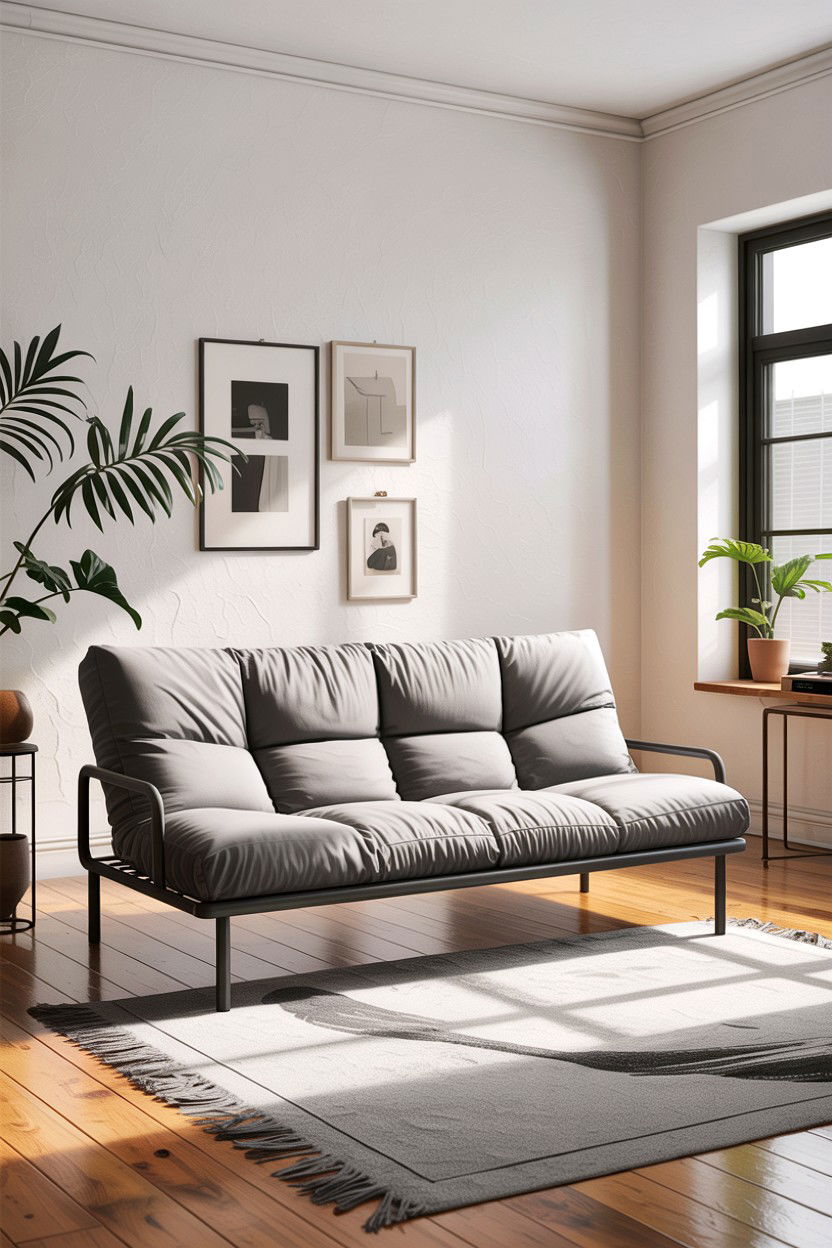 Minimalist Grey Futon - 30 bedroom futon ideas