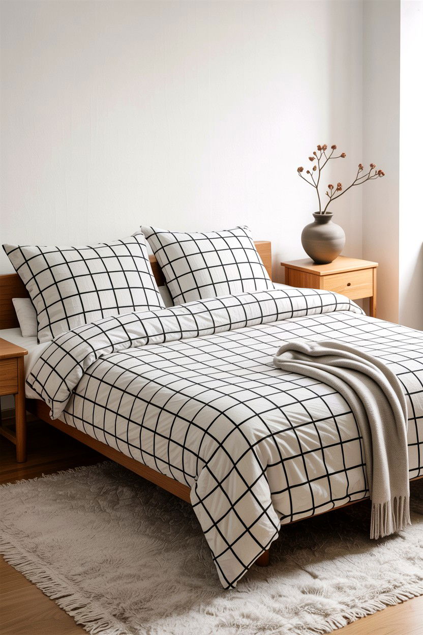 Minimalist Grid Pattern Comforter - 30 bedroom comforter sets