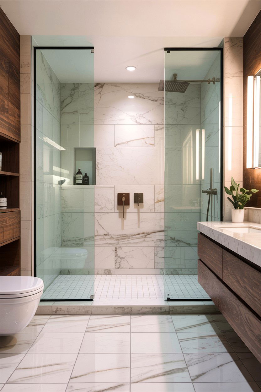 Minimalist Hampton Wet Room - 30 Hampton bathroom ideas