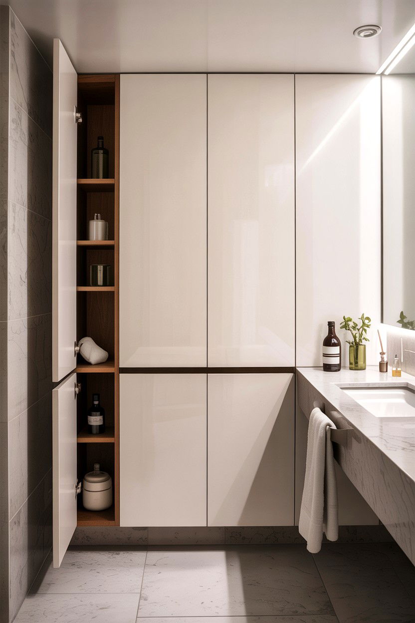 Minimalist Hidden Bathroom Storage - 30 Italian bathroom ideas