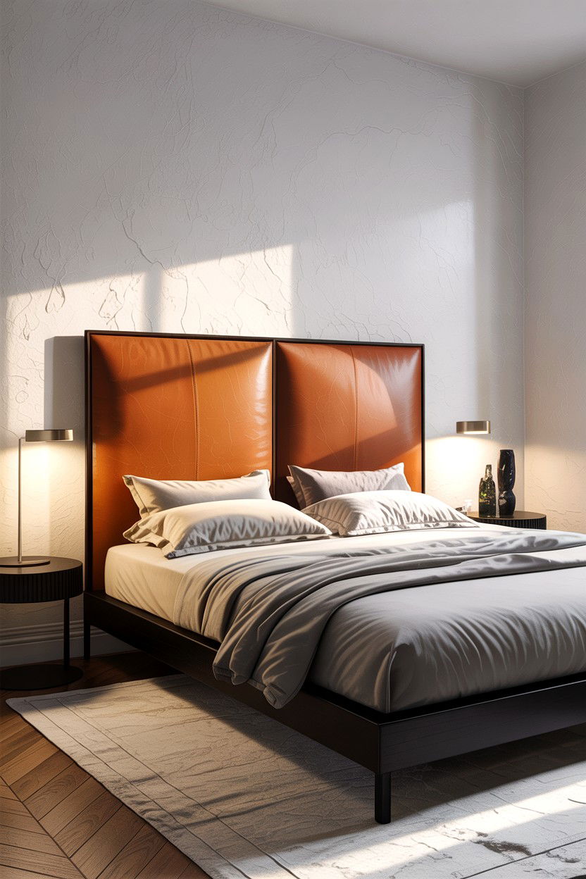 Minimalist Leather Headboard - 30 bedroom leather headboards