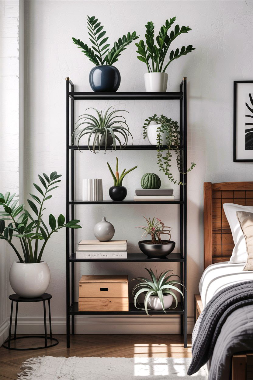 Minimalist Metal Shelf - 30 bedroom plant shelves