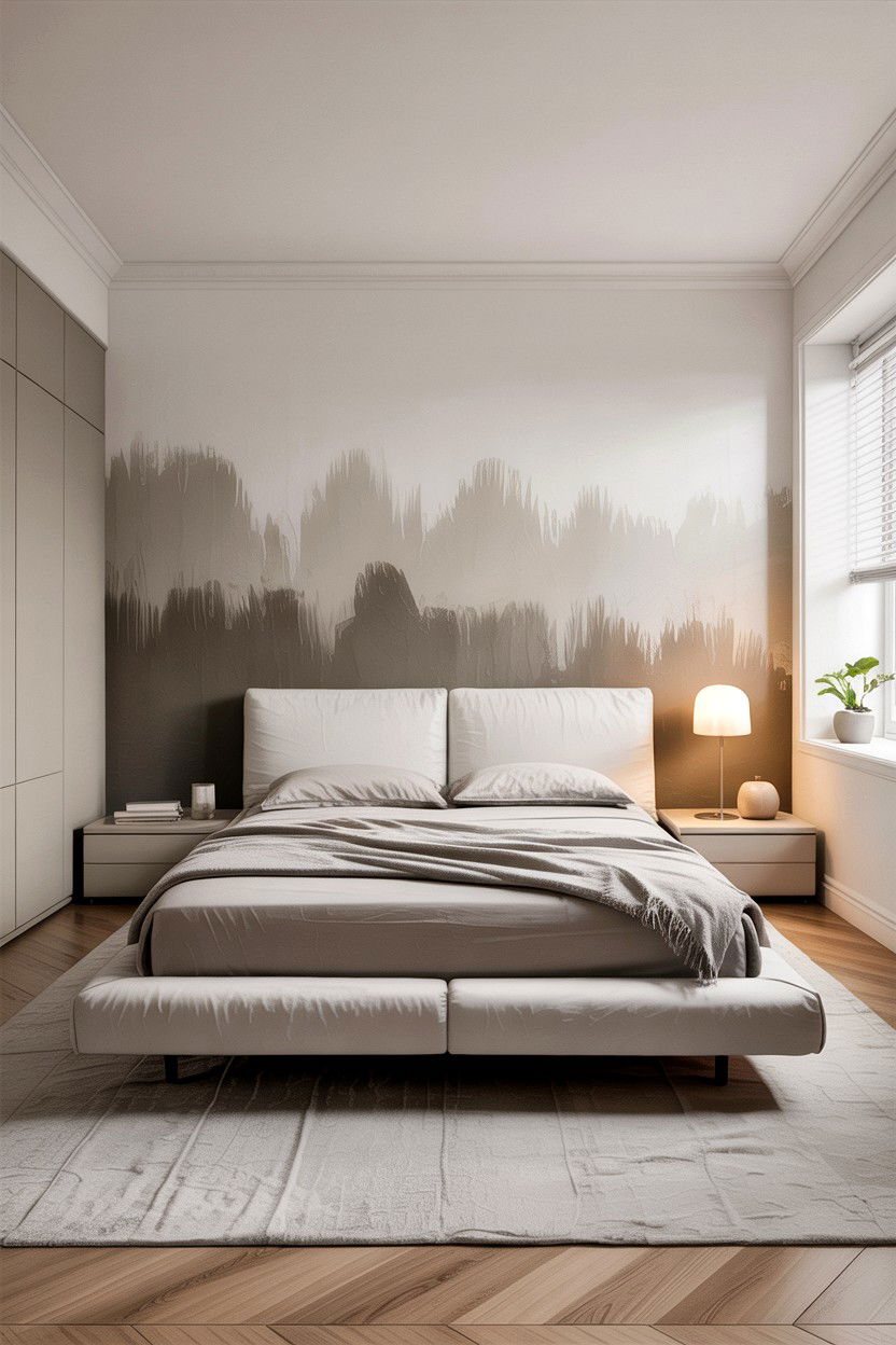 Minimalist Ombre Bedroom Wall - 30 bedroom ombre wall ideas