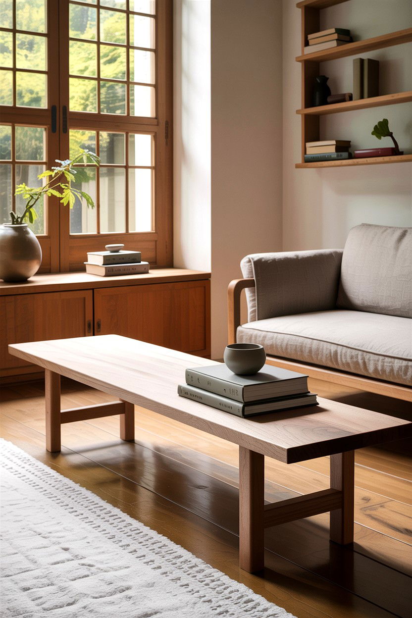 Minimalist Platform Bench - 30 living room Japanese furniture ideas